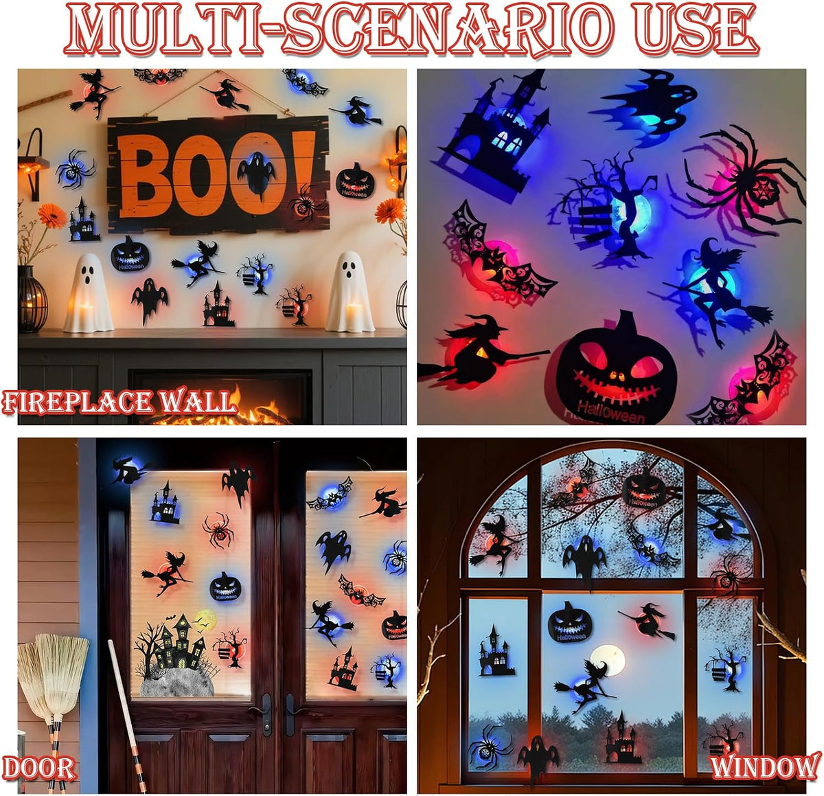 🕸️Spooky Glow At Night! Halloween LED Wall Stickers 8‑Pcs Set🎃