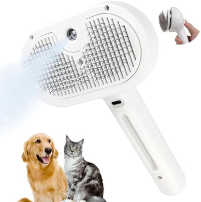 Spray Pet Brush, Self-Cleaning Grooming Comb for Cats & Dogs