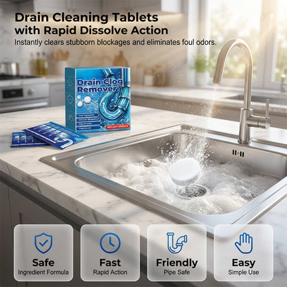 Buy One Get One Free Fast Acting Effervescent Drain Clog Remover Tablets, Instantly Unclog Drains, Independent Washing Machine Cleaning Tablets Are Also Available