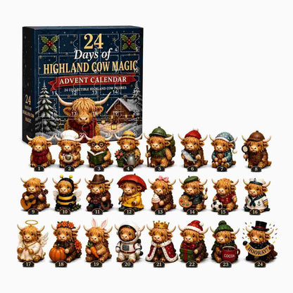🎄Highland Cow Advent Calendar 🎁 24 Unique Mini Figures for Christmas🐮