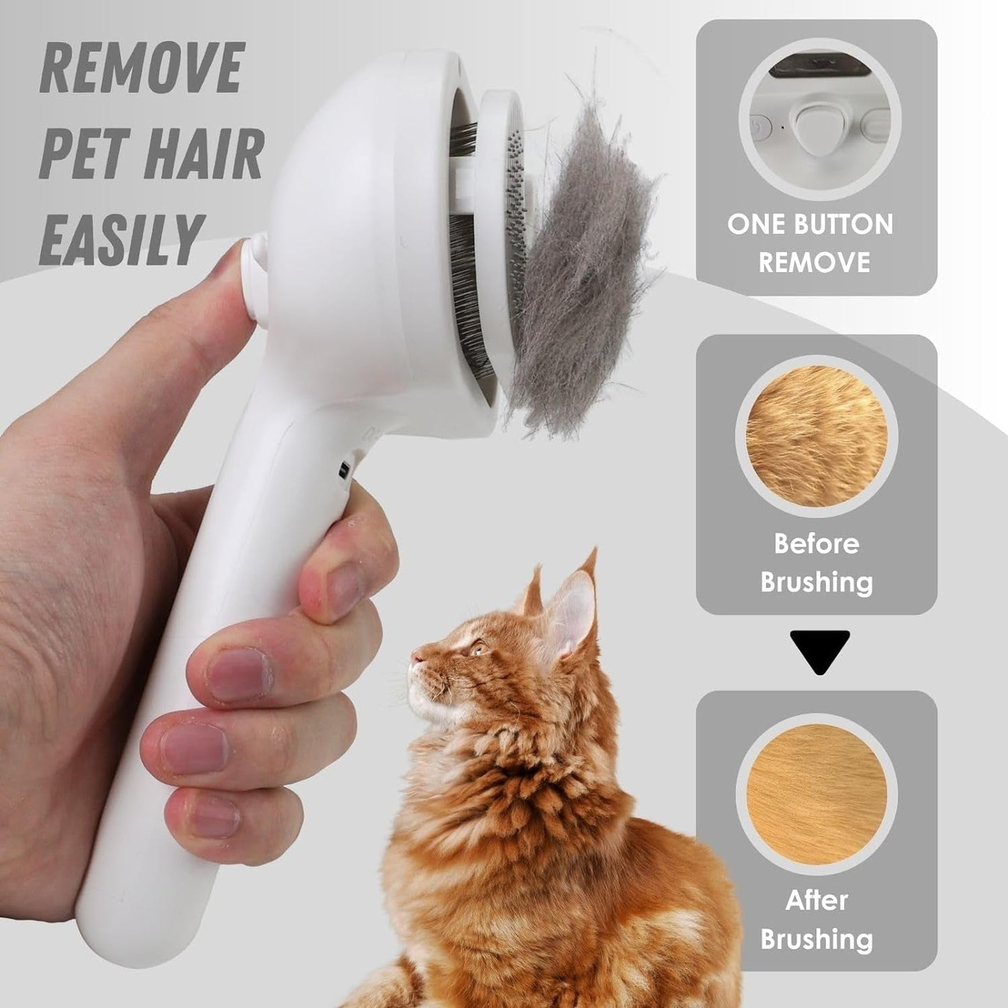 Spray Pet Brush, Self-Cleaning Grooming Comb for Cats & Dogs