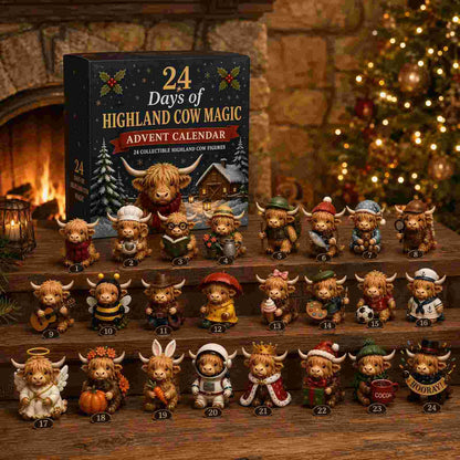 🎄Highland Cow Advent Calendar 🎁 24 Unique Mini Figures for Christmas🐮