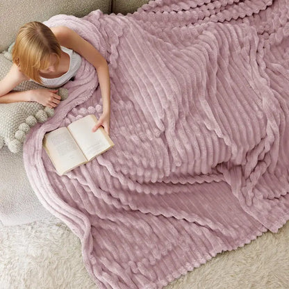 Premium Shaggy Ribbed Faux Fur Cozy Blanket