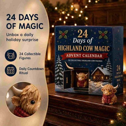 🎄Highland Cow Advent Calendar 🎁 24 Unique Mini Figures for Christmas🐮