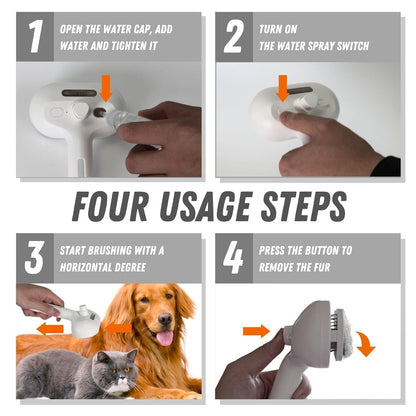Spray Pet Brush, Self-Cleaning Grooming Comb for Cats & Dogs