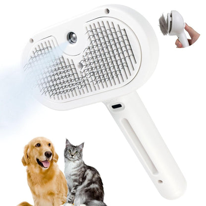 Spray Pet Brush, Self-Cleaning Grooming Comb for Cats & Dogs