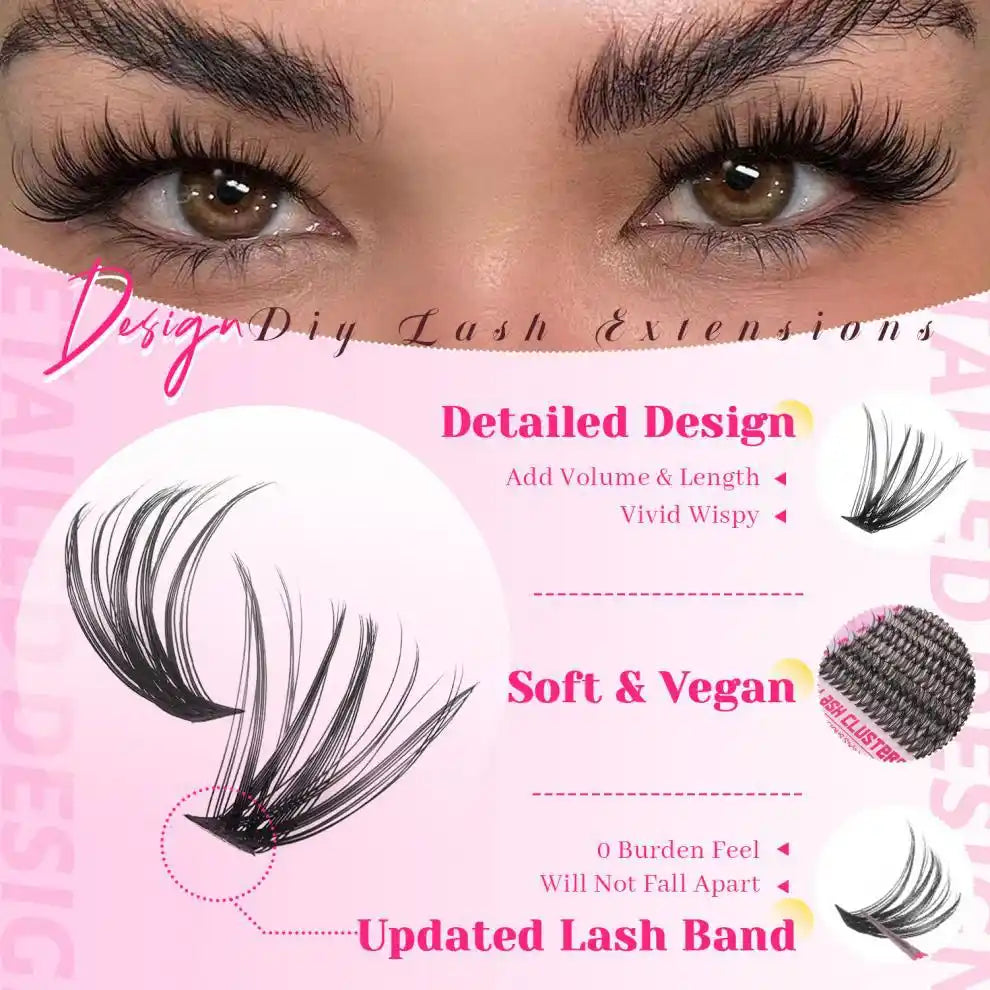13-in-1 Salon-Quality DIY Cluster Lash Kit with Complete Tools