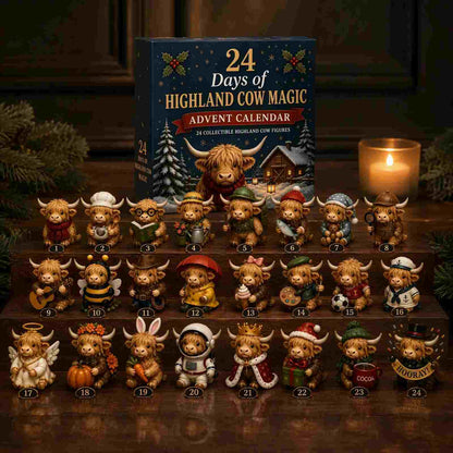🎄Highland Cow Advent Calendar 🎁 24 Unique Mini Figures for Christmas🐮