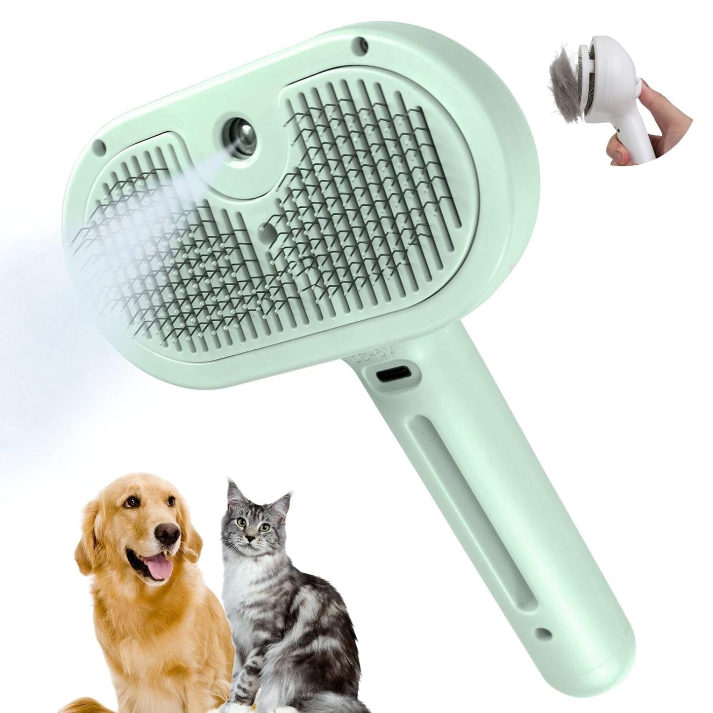 Spray Pet Brush, Self-Cleaning Grooming Comb for Cats & Dogs