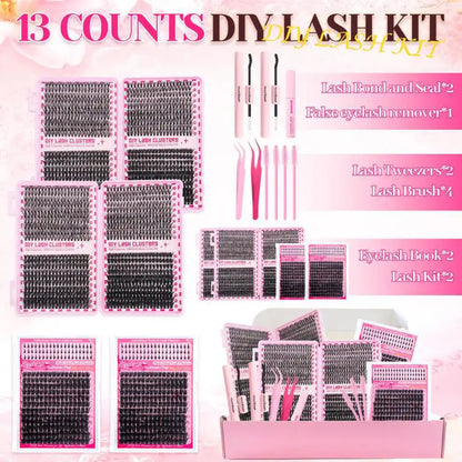 13-in-1 Salon-Quality DIY Cluster Lash Kit with Complete Tools