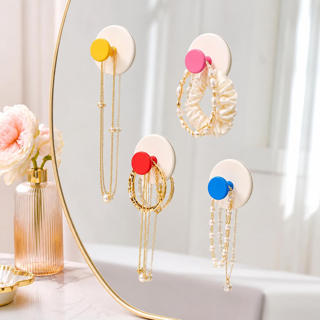 Portable Removable Suction Cup Hooks, No Drill Reusable Wall Hooks for Bathroom Kitchen Bedroom, Easy Move No Damage Wall Hanging Knobs