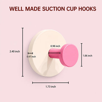 Portable Removable Suction Cup Hooks, No Drill Reusable Wall Hooks for Bathroom Kitchen Bedroom, Easy Move No Damage Wall Hanging Knobs