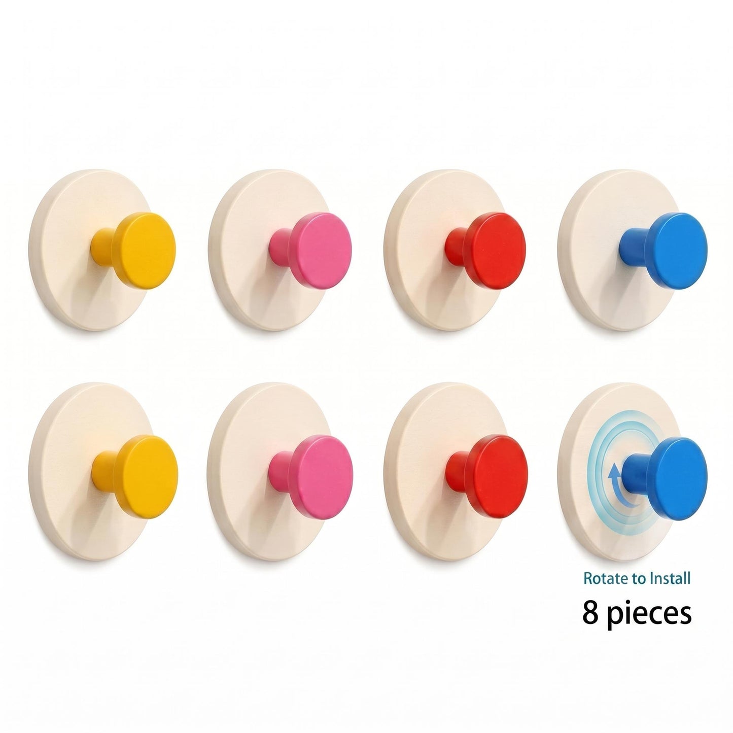Portable Removable Suction Cup Hooks, No Drill Reusable Wall Hooks for Bathroom Kitchen Bedroom, Easy Move No Damage Wall Hanging Knobs